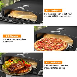 Forno per Pizza Portatile da Campeggio 40x35x10 cm con Fornello a Gas e Piano Cottura per Uso Interno, con Scatola e Pietra per Pizza - Product Image 3