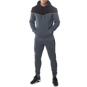 Survêtement pour homme à blocs de couleur, à capuche, longueur intégrale, respirant, en polyester et coton, décontracté, pour l'automne, avec poches latérales, coupe classique - Product Image 2