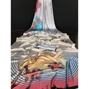 DISEÑADOR SUAVE SEDA EFECTO 4D IMPRESO DIGITAL SAREE CON BLUSA DESCOSADA GRIS - Product Image 1