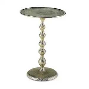 Polished Silver <b>Round</b> Metal Side <b>Table</b> | Modern Aluminum Pedestal Accent <b>Table</b> | Minimalist Chrome End <b>Table</b> for Bedroom Office - Product Image 5