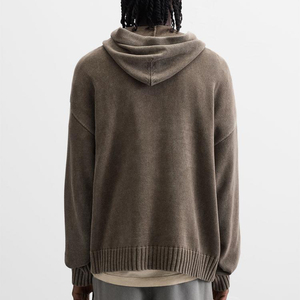 Pull-over en tricot épais personnalisé avec logo pour homme, style streetwear, effet délavé, tendance, et sweat à capuche en tricot pour homme - Product Image 4