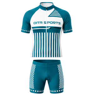 Teal White Custom Cycling Jersey Shorts Set Short Sleeve Full Zip Breathable Padded <b>Bike</b> Uniform Racing <b>Training</b> Performance - Product Image 1