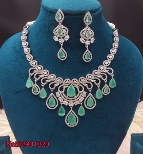 Elegant Silver Plated Alloy Necklace and Earring Set with Green Crystal Pear <b>Cut</b> <b>Stones</b> Classic Wedding Jewelry <b>for</b> Women - Product Image 2
