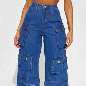 Pantalones Cargo de Mezclilla Holgados para Mujer, Estilo Urbano, con Múltiples Bolsillos, Pantalones Casuales a la Moda, MOQ Bajo - Product Image 4