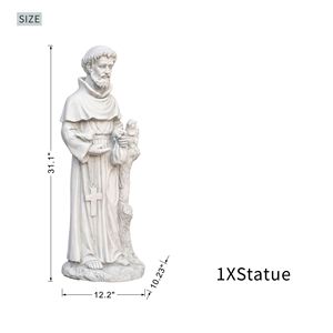 Statue de Saint François d'Assise de 31,1 pouces de hauteur, décoration spirituelle de jardin, en oxyde de magnésium - Product Image 3