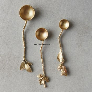 Cubertería de Acero Inoxidable Dorado con Acabado Espejo, Diseño Exclusivo, Novedosa, Personalizada con Grabado de Hojas y Flores - Product Image 3