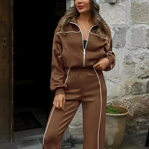 Casual Lounge Solid Women's Tracksuit Set Regular Fit Hoodie Sweatpants Jogger Two Piece Outfit OEM Supplier Lightweight - Product Image 1