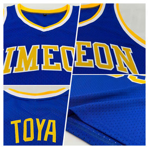 Camiseta de Baloncesto Retro Personalizada, Color Blanco y Dorado Real, Auténtica, Sin Logotipo, Uniforme de Equipo Sublimado Premium, Estilo Vintage - Product Image 4