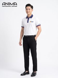 Camisa Polo Blanca de Uniforme Universitario HaUI para Hombre, Logotipo Bordado de Alta Calidad y Lujo - Product Image 3