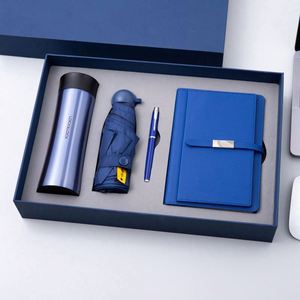 4 in 1 Business Vip Branded Luxury Corporate Promotion Leather <b>Journal</b> Gift Set Logo Vacuum Cup Notebook With Umbrella - Product Image 2