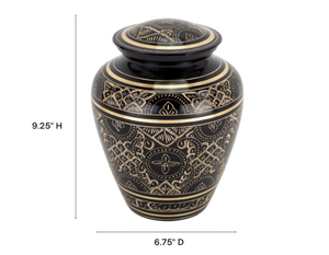 Brass Cremation Urn for Ashes Adult Black Finish <b>Memorial</b> Durable Metal Funeral - Product Image 6