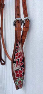 Brida de cuero occidental para caballo con un hermoso diseño, hecha a mano con cuero genuino. - Product Image 3