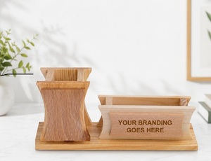 Organisateur de bureau en bois de qualité supérieure avec drapeau indien et pilier Ashoka |   Accessoire de bureau, organisateur de bureau en bois avec Ashoka - Product Image 5