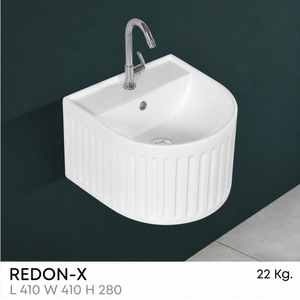 Lavabo de Pared Redon-X de Una Pieza, Diseño Contemporáneo Irregular con un Solo Orificio, Acabado Pulido, 5 Años de Garantía - Product Image 3