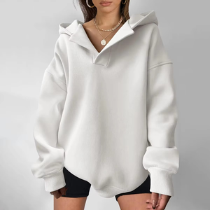 Fashion Custom Thick Fleece <b>V</b> <b>Neck</b> Pullover Hoodies for <b>Women</b> Girls Oversized <b>Women's</b> Hoodies <b>Sweatshirts</b> - Product Image 1