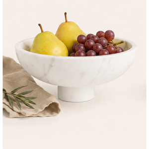 Cuenco de Mármol Blanco con Pedestal, Tallado a Mano en Piedra Natural, Frutero Decorativo, Centro de Mesa Moderno para Hogar, Hotel, Boda - Product Image 2
