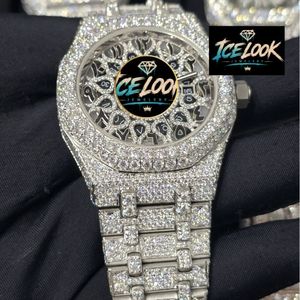 ICELOOK JEWELERY นาฬิกาข้อมือผู้ชายสุดหรู สแตนเลสสตีล หน้าปัด 40 มม. แบบโปร่งใส อนาล็อก ควอตซ์ คริสตัลแซฟไฟร์ ปุ่มกดแบบซ่อน สายขนาด 20 มม. - Product Image 4