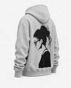 เสื้อฮู้ดดี้ปักลายการ์ตูนเด็กผู้หญิงสำหรับผู้หญิง ทรงโอเวอร์ไซส์ ผ้าฟลีซ พร้อมลายปักการ์ตูนเด็กผู้หญิง - Product Image 3