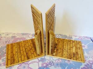 Handcrafted Bamboo <b>Bookends</b> with Natural Finish - Eco-Friendly & Stylish - Product Image 1