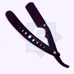 Navaja de Afeitar Recta para Hombre, de Acero Inoxidable con Mango Metálico, Negra, para Limpiar la Barba - Product Image 4