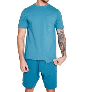 Econex Sports Men's Blue Cotton <b>Knitted</b> Shorts Zip Pocket Casual Summer Wear Breathable Quick Dry 180g Letter Printed Design - Product Image 4