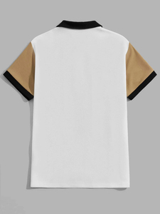 เสื้อเชิ้ตผู้ชายผ้าฝ้ายถัก 100% แขนสั้น สไตล์ลำลอง ความยาวปกติ - Product Image 2