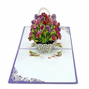 Collection de paniers de fleurs en papier 3D en cartes-cadeaux popup en vrac de haute qualité avec enveloppe - Product Image 4