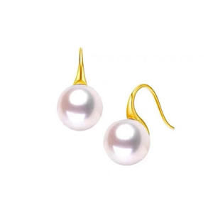 Boucles d'oreilles en perles d'eau de mer Akoya japonaises avec crochets d'oreille en or 18 carats, boucles d'oreilles à cuillère au tempérament lumineux pour femmes - Product Image 5