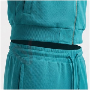 Conjunto Deportivo para Hombre en Color Verde Azulado, Manga Larga, Cuello Alto, Cierre Frontal con Cremallera, Color Sólido, Transpirable, Corte Regular, Ropa Casual para Otoño - Product Image 5