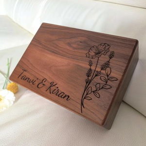 Eco-Friendly Rectangle <b>Wooden</b> <b>Box</b> for Jewelry Gift Storage-Soft Interior for Delicate Items Christmas Chinese New Year Tabletop - Product Image 4