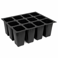 Plateau de semis carré en plastique PS robuste à 12 alvéoles pour jardin, verger, forêt, pépinière et fraises