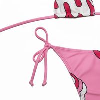 Conjunto de Bikini Hecho a Mano al por Mayor para Mujer, Traje de Baño de 2 Piezas de Corte Alto con Protección UV Frontal, Diseño Estampado, Poliéster y Spandex de Secado Rápido