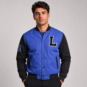 Chaqueta Varsity Reversible Personalizada Glory Zone para Hombre, Chaqueta de Béisbol con Mangas de Cuero y Lana Vintage, Bordada con Letras, Diseño Color Block - Product Image 6