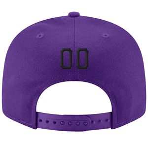 <b>Purple</b> 6-Panel Snapback <b>Hat</b> with Black White Logo Embroidery Unisex Casual Adjustable Cap for Adults - Product Image 3