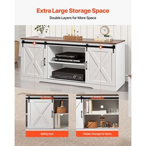 Set da Soggiorno in Stile Fattoria 4 Pezzi: Tavolino da Caffè 40 Pollici con 2 Tavolini Laterali e Mobile TV 66 Pollici, Facile Montaggio, Arredamento Stile Fattoria - Product Image 3