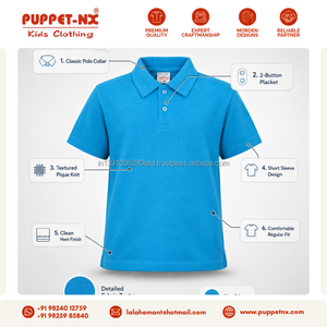 Polo T-shirt en gros, uniforme scolaire unisexe pour enfants à manches courtes, bleu ciel, personnalisable avec logo, approvisionnement en vrac - Product Image 6