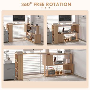 Scrivania del Computer ad angolo a forma di L in acero con funzione rotante di 360 gradi e scaffali di stoccaggio - Product Image 5