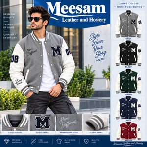 เสื้อแจ็คเก็ตวาร์ซิตี้ผู้ชาย ปักลายตัวอักษร สีดำ ขาว เหลือง สไตล์สตรีทแวร์ ใส่ได้ในฤดูใบไม้ร่วง ทรงปกติ ปกเสื้อพับได้ - Product Image 3
