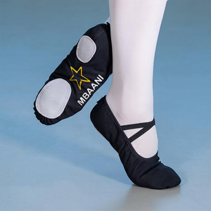 Zapatos de Ballet Suaves MBAANI, Parte Superior de Lona, Suela de Goma, Zapatos Planos de Baile para Niñas, Zapatos de Baile Planos con Parte Superior de Lona - Product Image 2