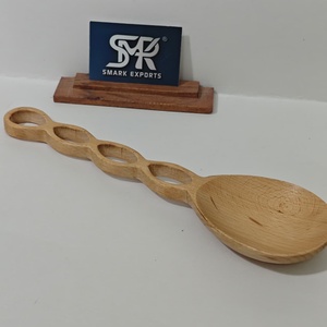 Cuillère de service élégante en bois de hêtre faite à la main, ustensile de cuisine décoratif en bois naturel avec manche artistique, écologique, pour les fêtes - Product Image 2