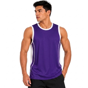 Débardeur de basketball unisexe sans manches, col ras du cou, anti-humidité, coupe classique, couleur unie, en maille polyester, vêtement de sport - Product Image 1