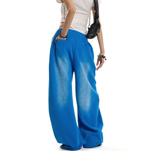 Men’s Y2K Vintage Wide Leg Sweatpants Baggy Oversized Blue Jogger Pants <b>Drawstring</b> Casual Streetwear Sports <b>Trousers</b> - Product Image 4