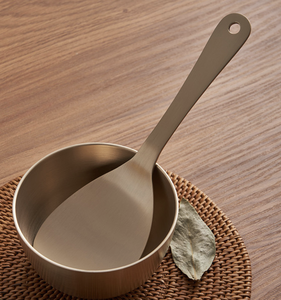 NOBBAN Premium Korean Bronzeware Rice Paddle, 99.9% Antibacterial Bangjja Yugi Rice Scoop, Non-Stick Durable <b>Serving</b> <b>Spoon</b> - Product Image 3