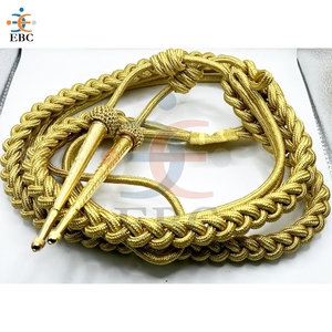 Aiguillette en fil d'or tressé en alliage métallique plaqué pour uniforme de parade, accessoires d'épaule de cérémonie, vente en gros OEM - Product Image 1