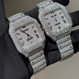 Reloj de Hip Hop con Diamantes, Bisel Cuadrado, Piezas de Reloj con Moissanita VVS, Correa Personalizada, Logotipo con Incrustaciones de Diamantes, Relojes para Hombre - Product Image 2