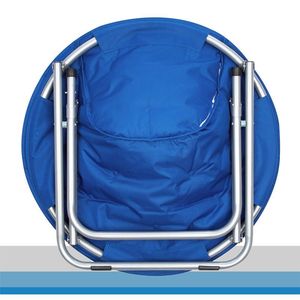 Poltrona a Forma di Disco in Ecopelliccia - Blu, Design Nordico Moderno con Rivestimento Trapuntato per Camera da Letto o Soggiorno - Product Image 3
