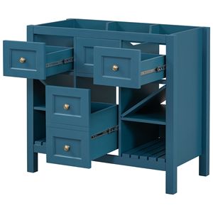 Mobile Bagno in Legno Massello da 36 Pollici Senza Lavabo, 5 Cassetti con Chiusura Ammortizzata, Armadietto Autoportante con Design Eccellente - Product Image 3