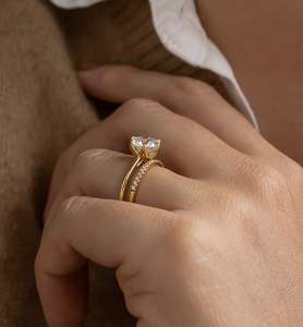 VVS Diam Luxury S925 Sterling <b>Silver</b> Lab Grown Diamond Engagement <b>Ring</b> Tulip Petal 6 Prong <b>Solitaire</b> Wedding Anniversary Gift - Product Image 5
