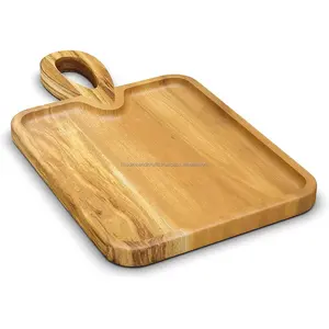 Tabla de cortar tallada en madera de acacia profesional, servidor de pan y queso de bambú moderno para el hogar, restaurantes y catering - Product Image 4