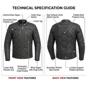 Blouson de moto en cuir pour homme, personnalisé, blindé, coupe-vent, manches longues, protection hivernale, en cuir de vachette véritable, OEM - Product Image 5